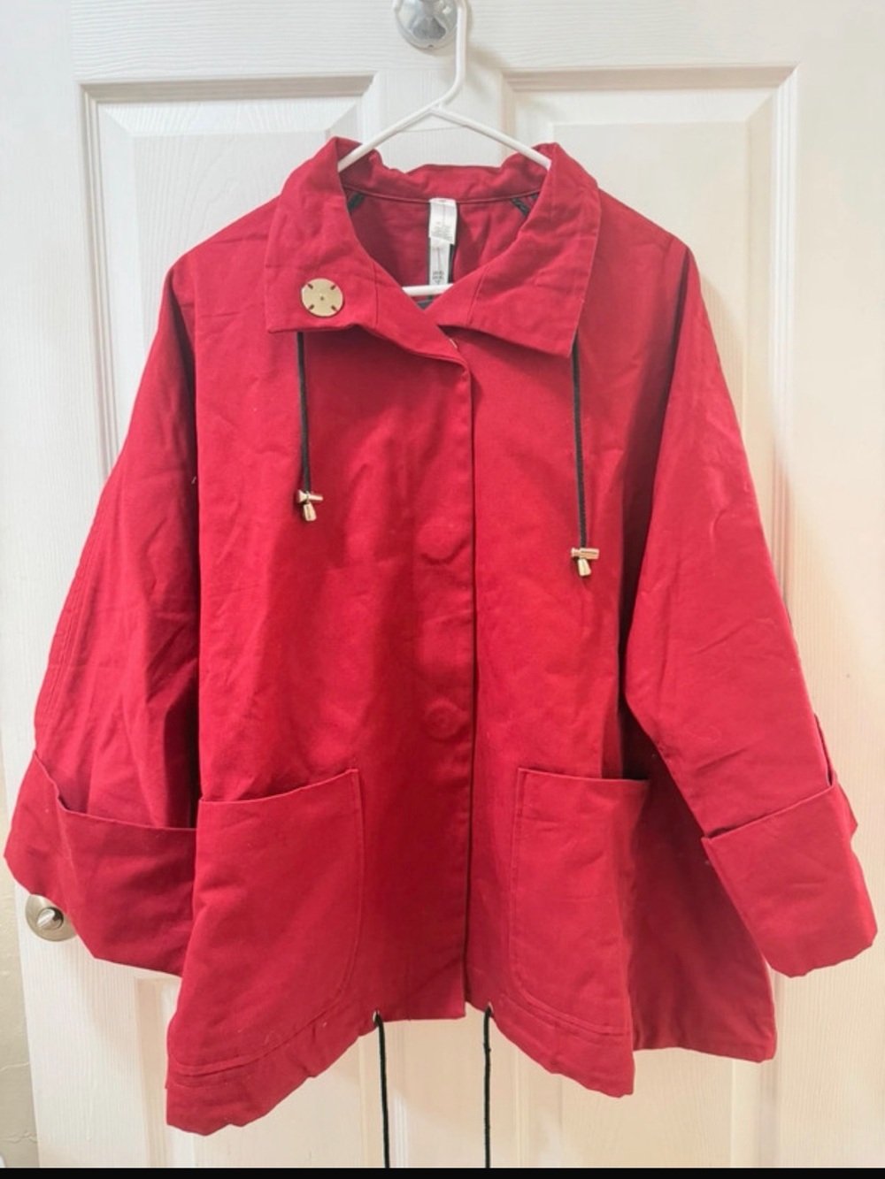 MarlaWynne Bright Red Hooded Utility Jacket